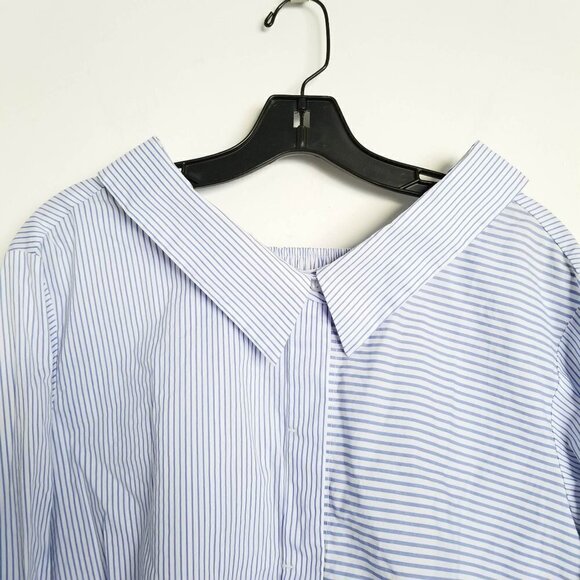 Bellenista Splicing Striped Button Oversized Shirt - Picture 8 of 13